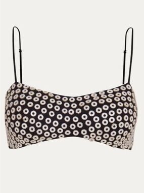 NWT $398 ViX Gwen Rings Black Embroidered Shell Bra Top Small